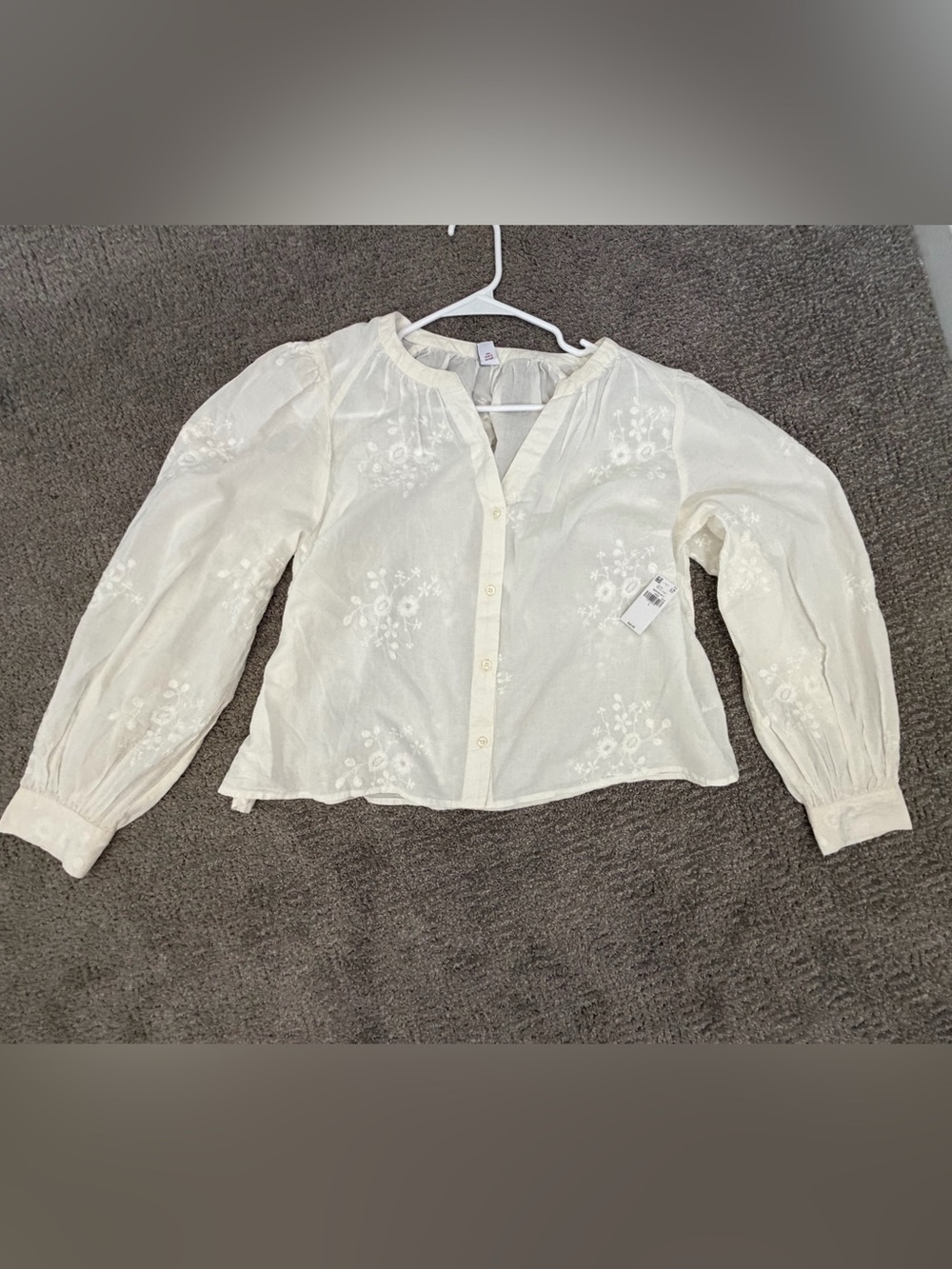 Old Navy Cream Embroidered Peasant Blouse - Women Tops